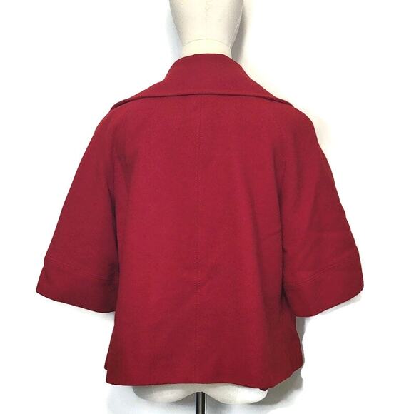 Lafayette 148 New York Red Swing Coat Virgin Wool 3/4 Sleeve Short Size 12 - Picture 13 of 16